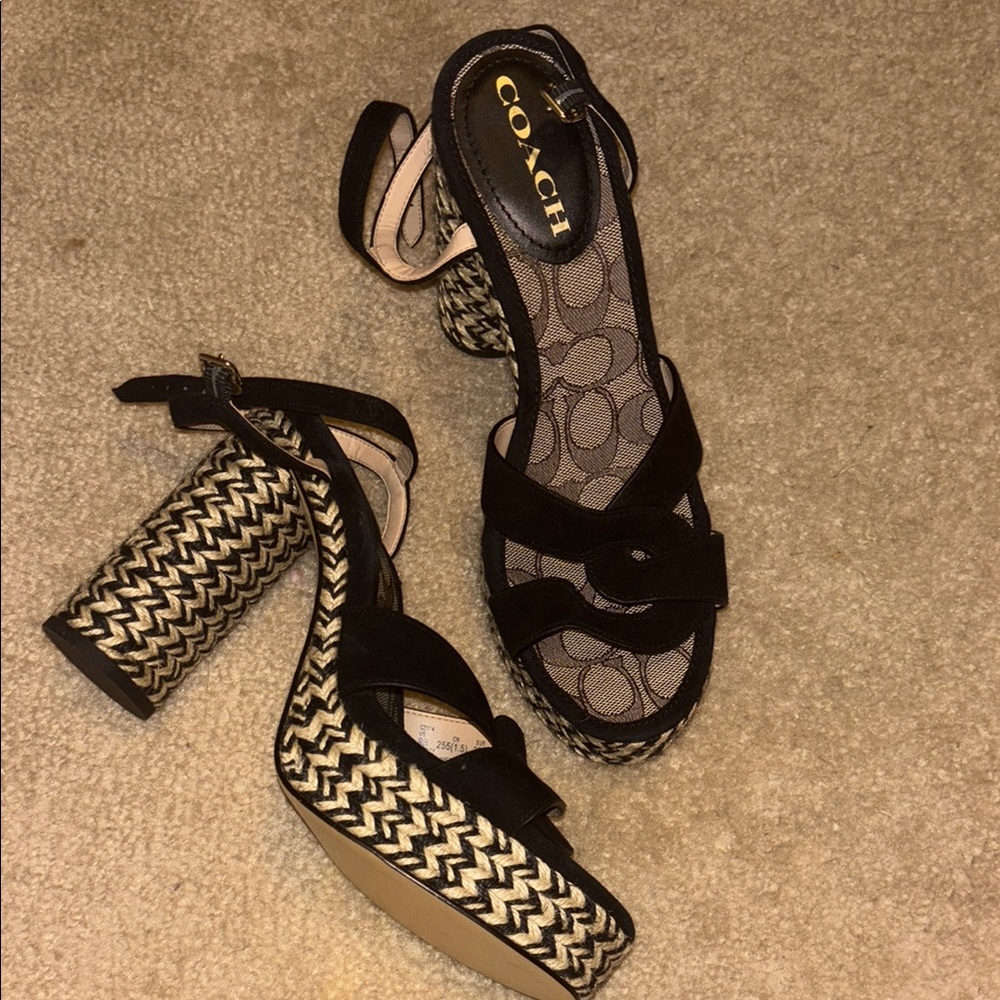 Coach Black and White Chunky Heels